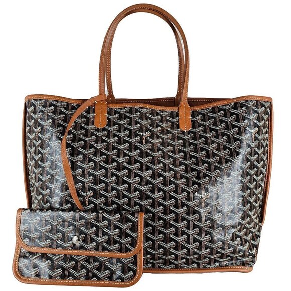 Goyard Handbags - Goyard Goyardine Reversible Anjou PM Black Gold Tote